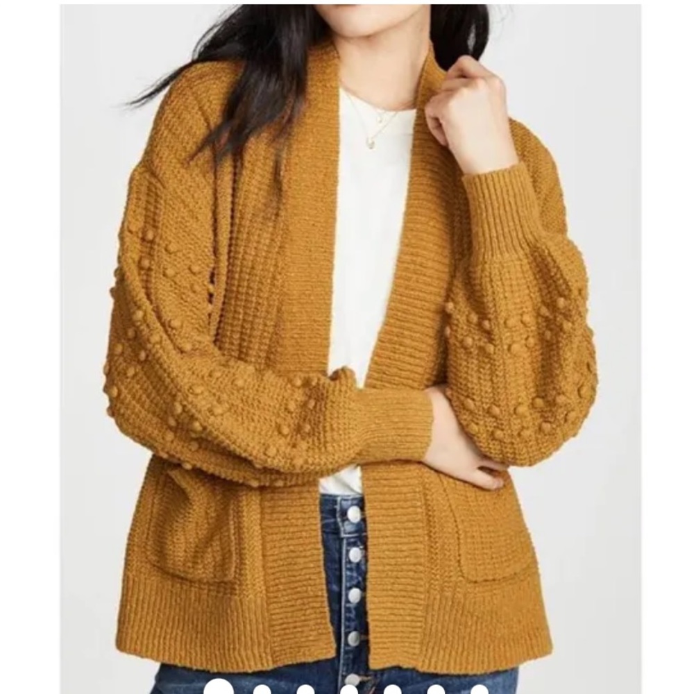 Madewell Gold Bobble Sleeve Open Cardigan Size XS